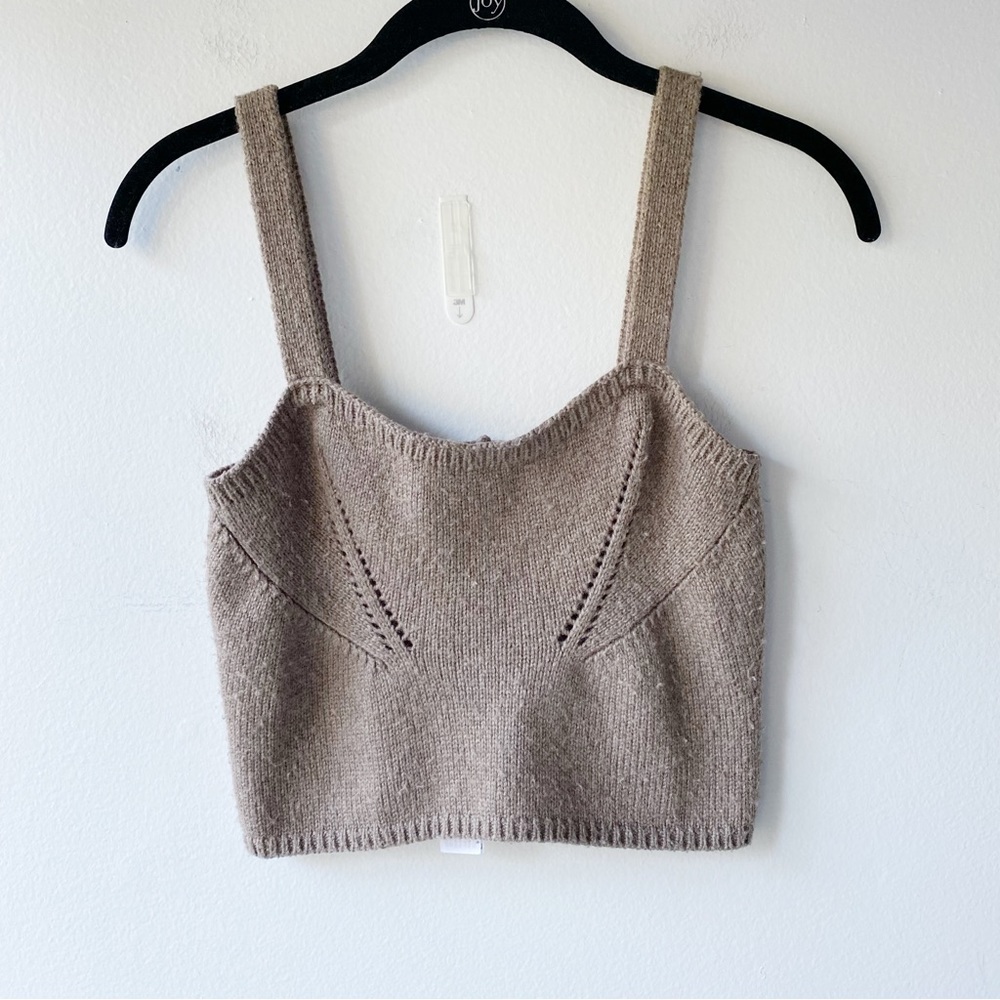 zara brown cropped sweater tank